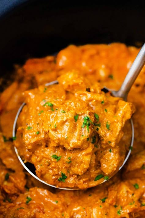 Slow Cooker Butter Chicken [Video] - Sweet and Savory Meals Fall Recipes Chicken, Butter Chicken Crockpot Easy, Slow Cooker Recipes Indian, Crockpot Butter Chicken Recipes, Indian Butter Chicken Crockpot, Indian Crockpot Recipes, Butter Chicken Crockpot, Crock Pot Butter Chicken, Butter Chicken Recipe Crockpot