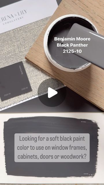 Karolina De Costa on Instagram: "Looking for a soft black paint color?   Black window frames, doors and woodwork are popular all over social media but straight “black” can often feel cold and stark.  Instead, try Benjamin Moore Black Panther 2125-10.  This inky shade is just off-black for a softer look.  Pair with a soft white like Benjamin Moore Steam AF-15 for a touch of warmth in a traditional space or Benjamin Moore Chantilly Lace for crisp sharp contrast for a modern design.  Would you be brave enough to use Black Panther in your home? Let me know in the comments.  For more Benjamin Moore colors don’t forget to follow along, like and share your favorites! I create new reels weekly.  Plus keep an eye on my Stories for mood boards and blog post announcements.   #interiordesign #interior Black Interior Doors Benjamin Moore, Benjamin Moore Black Panther, Soft Black Paint Color, Benjamin Moore Black, Benjamin Moore Chantilly Lace, Black Window Frames, Black Paint Color, Black Interior Doors, College House