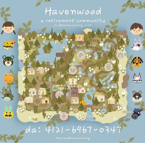 Acnh Island Layouts Cottagecore, Acnh Island Map Layout Ideas Cottagecore, Woodland Acnh Island, Animal Crossing Map Layout Ideas Cottagecore, Acnh Map Design Layout Cottagecore, Anch Map Layout, Acnh Cottagecore Island Map, Islands To Visit Animal Crossing, Anch Island Themes