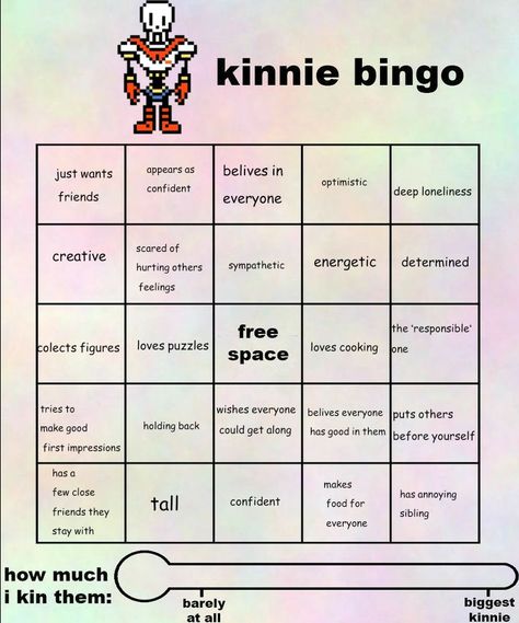 Deltarune Kinnie Bingo, Undertale Kinnie Bingo, Sans Kinnie Bingo, Kinnie Bingo Template, Kin Templates, Random Bingo, Kin Bingo, Character Bingo, Snapchat Games