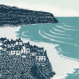 Printmaking | Linocut print landscapes and nature | Michelle Hughes Design Linocut Artists, Woodblock Printmaking, Robin Hoods Bay, Lino Printing, Linocut Printmaking, Foto Transfer, Lino Art, 17 December, Linocut Art