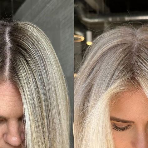 Root Smudge Blonde, Root Tap, Teasy Lights, Root Smudge, Blonde Hair With Roots, Bright Blonde Hair, Cool Blonde Hair, Creamy Blonde, Blonde Roots