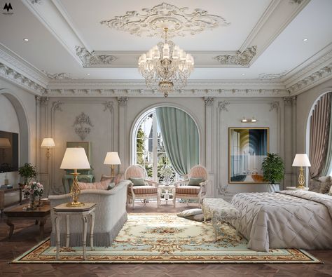 Classic Room Decor Bedroom, Classic Master Bedrooms Decor, Mansion Interior Bedroom, Classic Bedroom Ideas, Luxurious House Interior, Luxury House Interior, Classical Bedroom, Classic Bedroom Design, Mansion Bedroom