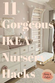 Designing and creating your baby's nursery is a wonderful thing to do, but it can get expensive. These Ikea nursery hacks can help you create the nursery of your dreams easily and on a budget. These are the best Ikea nursery hacks we could find. #ikeanurseryhacks #ikeahack #ideas #ikeababyhacks #ikeakidshacks #nurseryroomideas #jamesandcatrin Ikea Baby Nursery, Ikea Baby Room, Ikea Nursery Hack, Nursery Hacks, Ikea Baby, Billy Ikea, Ikea Desk Hack, Ideas Habitaciones, Ikea Nursery