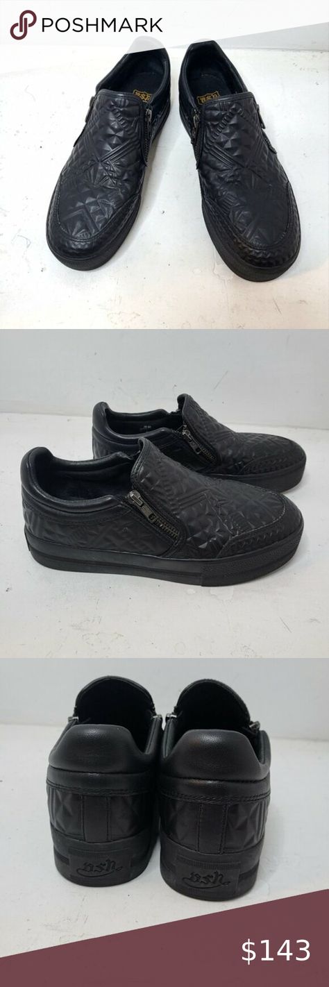 ASH Jig Bis All Black Embossed Slip On Trainer Size 40