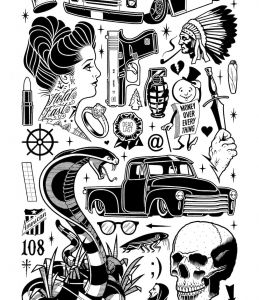 11xl_flash2017 Giant Tattoo, Mike Giant, Flash Tattoo Designs, Geniale Tattoos, Doodle Tattoo, Tattoo Flash Sheet, Old School Tattoo Designs, Car Tattoos, Giant Art