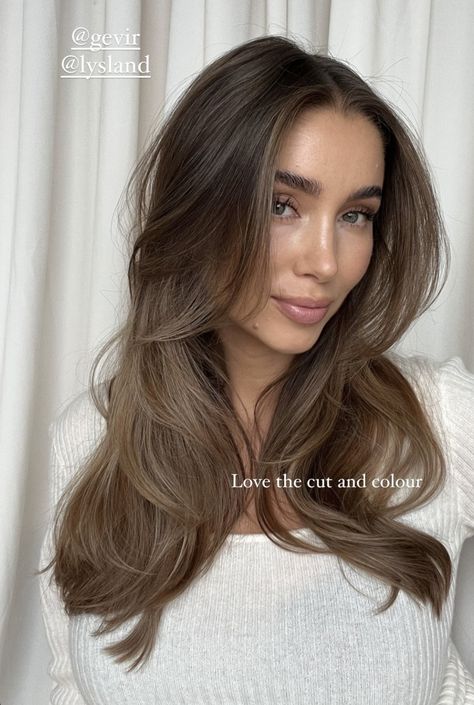 Soft Medium Brown Hair, Moka Brown Hair, Ashton Wood Hair, Latte Hair Color Balayage, Neutral Ashy Brunette, Hair For Pale Skin Brown Eyes, Best Highlights For Dark Brown Hair Olive Skin Tones, Dark Blonde Ash Hair, Soft Ash Brown Hair