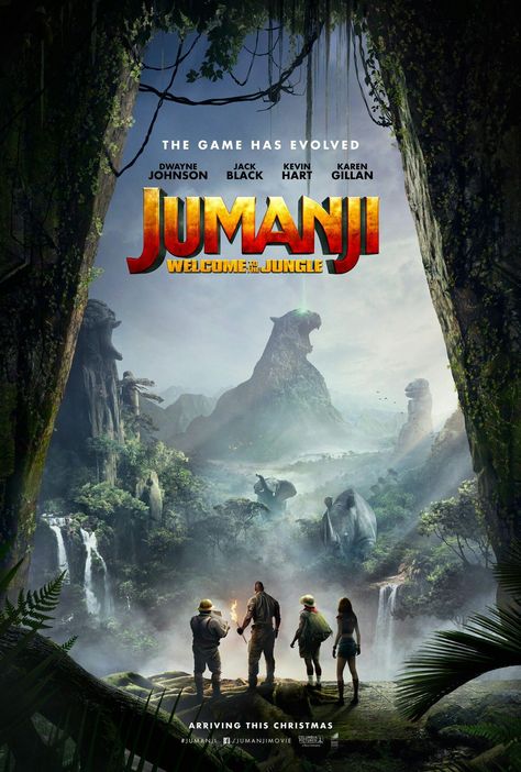 Jumanji movie poster Jumanji Welcome To The Jungle, Jumanji Movie, Tam Film, Movie Synopsis, Kevin Hart, Karen Gillan, Welcome To The Jungle, Movies 2017, Fantasy Movies