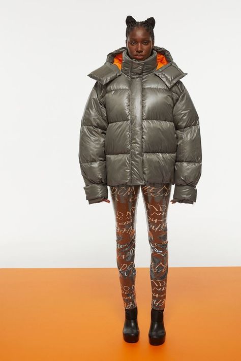 H&M's New Studio Collection Just Launched, and It's Already Been Spotted on Celebs Oversized Puffer Jacket, Oversized Puffer, H&m Jackets, Lady Grey, News Studio, Oversized Coat, Wide Sleeves, Hook And Loop, Gray Jacket