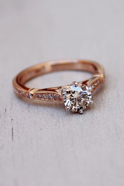 Rose Gold Engagement Rings That Melt Your Heart ❤ See more: http://www.weddingforward.com/rose-gold-engagement-rings/ #weddingforward #bride #bridal #wedding Engagement Rings Solitaire Round, Engagement Rings Classic, Engagement Rings Solitaire, Rose Gold Engagement Rings, Rings Solitaire, Classic Engagement Ring Solitaire, Popular Engagement Rings, Gold Solitaire Engagement Ring, Round Solitaire Engagement Ring