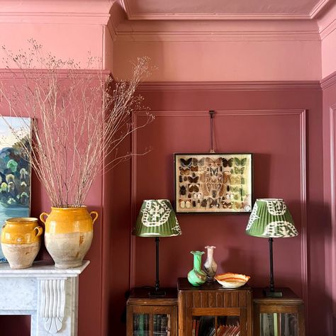 5 Wall Panelling Colour Ideas to Add Character to Your Home - Edward Bulmer Natural Paint Upstairs Decor, Edward Bulmer, Natural Paint, Colourful Living Room, Natural Heritage, Painted Paneling, English House, Pompadour, Pink Walls