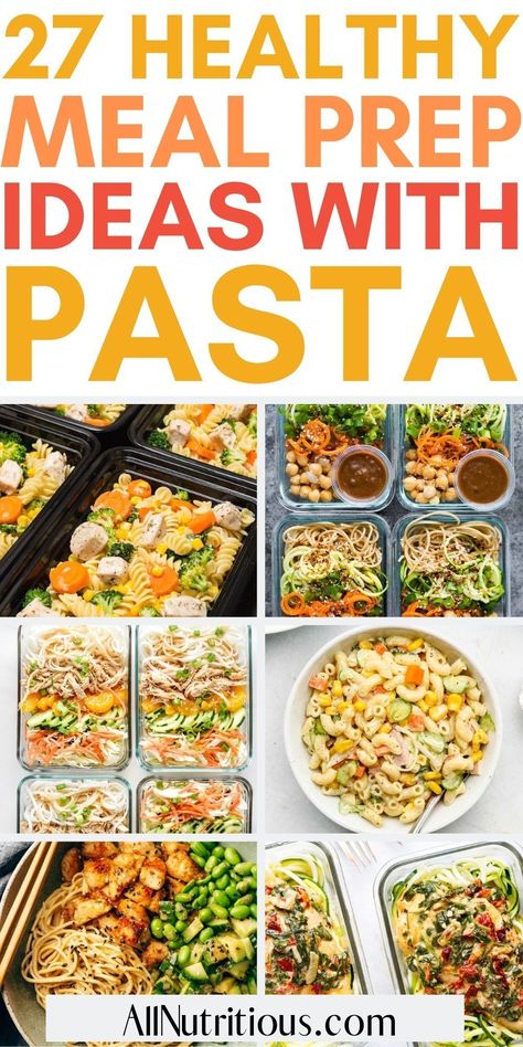 You can easily enjoy more nutritious meals for lunch this week when you make these delicious pasta meal prep recipes. Make these filling meal preps with pasta and enjoy more healthy lunches and meal prep dinners this week. Italian Meal Prep Healthy Recipes, Healthy Pasta Meal Prep Clean Eating, Pasta Pack Lunch Ideas, Pasta Lunch Ideas To Work, Meal Prep Chicken And Pasta, Meal Prep Lunch Ideas Pasta, Meal Prep Pasta Salads, Sausage Lunch Meal Prep, Work Lunch Pasta