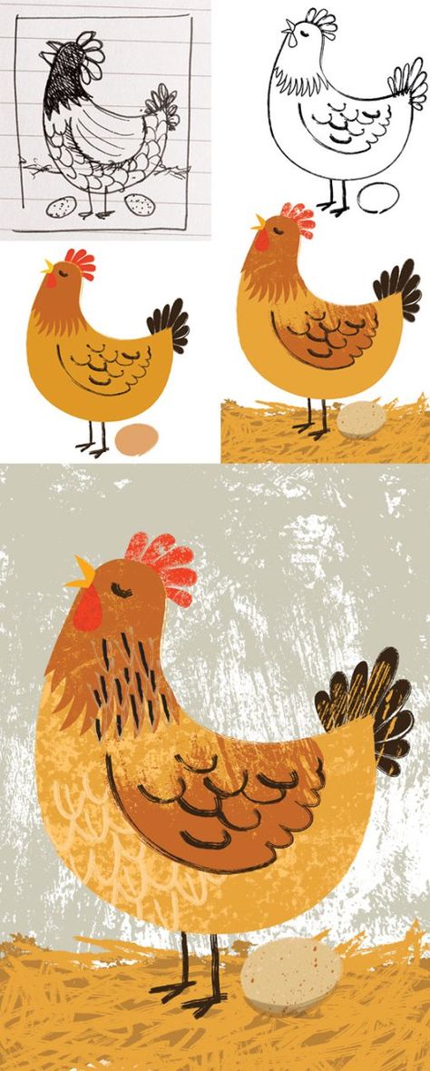 Chicken Art Projects For Kids, Cute Hen Illustration, Hen Drawing For Kids, Hen Doodle, Chicken Doodle Drawing, Hen Drawing, Hen Illustration, Hen Art, Chalkboard Art Diy