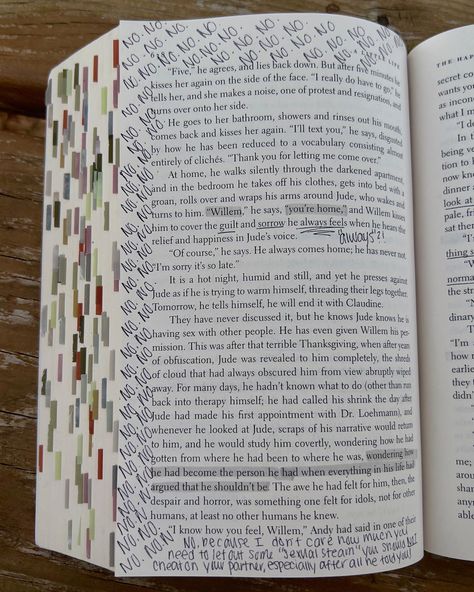 Note Taking On Books, Annotating Books Without Writing In Them, A Little Life Annotation Guide, A Little Life Book Annotations, A Little Life Annotations, Book Notes Aesthetic, Notes In Books, Little Life Book, Book Annotation Tips