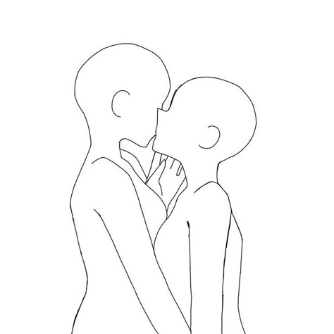 Gl Drawing Pose, Kissing Drawing Base, Kiss Base Drawing, Anime Base Reference, Gl Drawing, Kiss Base, Base Couple, Kissing Drawing, Couple Poses Drawing