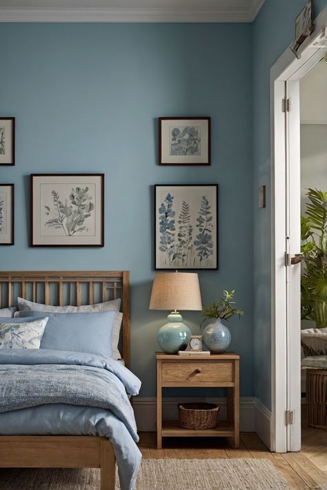 Dusty Blue Room, Dusty Blue Bedroom, Peaceful Bedroom Colors, Turquoise Bedroom Walls, Baby Blue Room, Warm Blue Paint Colors, Pale Blue Bedroom, Light Blue Room, Powder Blue Bedroom