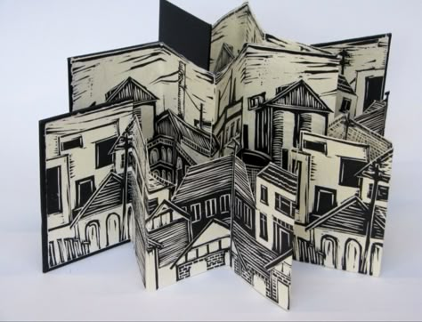 Concertina Book, Artist's Book, Accordion Book, Buch Design, Paper City, Altered Book Art, Creative Books, Book Sculpture, Artists Books