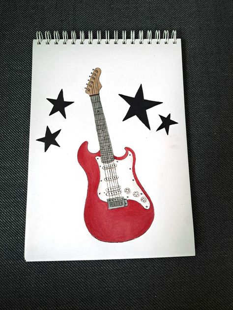 #guitar #drawing #aesthetic #stars #sketchbook #music #art Guitar Drawing Aesthetic, Rockstar Painting, Guitar Drawing Easy, Aesthetic Stars, Guitar Drawing, Drawing Aesthetic, Guitar Painting, Easy Guitar, Drawing Poses