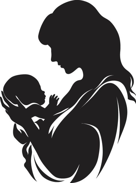 Cherished Moments Mother and Baby Loves Embrace with Mother Holding Infant Mother Holding Baby Drawing, Holding Baby Drawing Reference, Mother And Baby Paintings, Mother Holding Baby, Family Harmony, Baby Silhouette, Vector Infographic, Silhouette Painting, Baby Painting