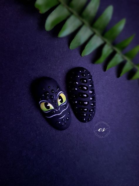 Dragon Toothless, Disney Acrylic Nails, Quick Nail Art, Dragon Nails, Animal Print Nails Art, 3d Nail Art Designs, Unghie Nail Art, Nail Drawing, Nail Art For Beginners