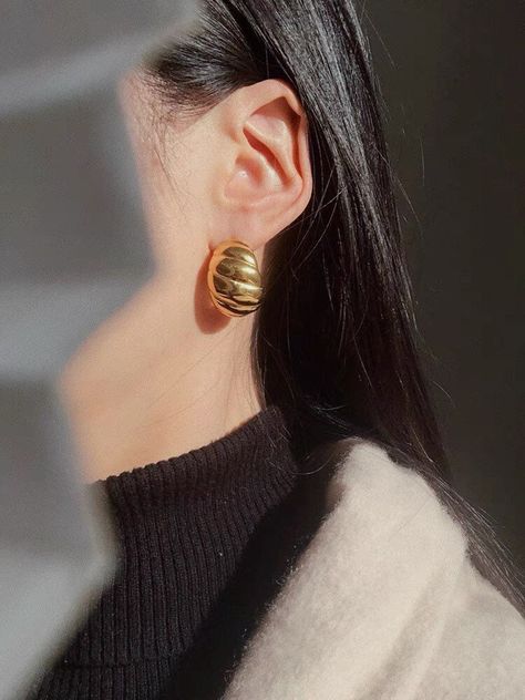 Gold Croissant Earrings, Golden Aura, Shoot Moodboard, Hoop Earrings Chunky, Faux Nose Ring, Clean Sterling Silver, Edgy Jewelry, Fake Nose Rings, Jewelry Cleaning