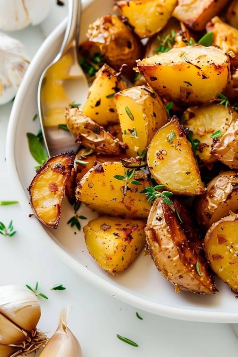 Try these rosemary roasted potatoes for a dish everyone will devour! Made with just 5 simple ingredients, these potatoes come out hot, crispy, and delicious! Rosemary Potatoes Roasted, Roasted Small Potatoes, Rosemary Red Potatoes, Fresh Herb Recipes, Rosemary Roasted Potatoes, Potatoes In Oven, Rosemary Potatoes, Herb Recipes, Family Feast