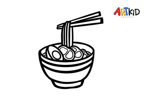 This picture belongs to one of our easy drawing and coloring videos on our YouTube channel. You will find the link to download the high quality outline picture in the description of the video. Ramen Drawing, Colouring For Kids, Naruto Ramen, Drawing And Colouring, Outline Pictures, Coloring Videos, Oil Pastel Drawings, Easy Drawing, Ramen Noodles