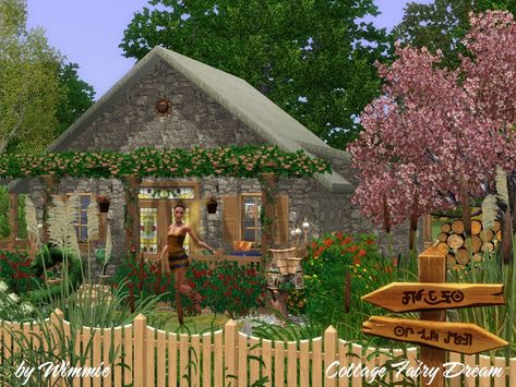 Wimmie's Little Cottage Fairy Dream Ts3 Cc, Sims Houses, Cottage Fairy, Fairy Clothes, Stone Cottage, Little Cottage, Sims Community, Sims House, Electronic Art