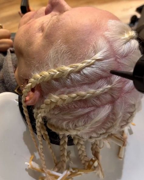 7.6M views · 11K reactions | Braid perms | 'Body wave' perms look so fun to do 👏 | By LADbible | Facebook Braided Perms For Long Hair, Braid Perms Before And After, Braid Perm Long Hair, Braid Perm Before And After, Braided Perm Before And After, Body Wave Perm Before And After, French Braid Perm, Braid Perms, Braided Perm