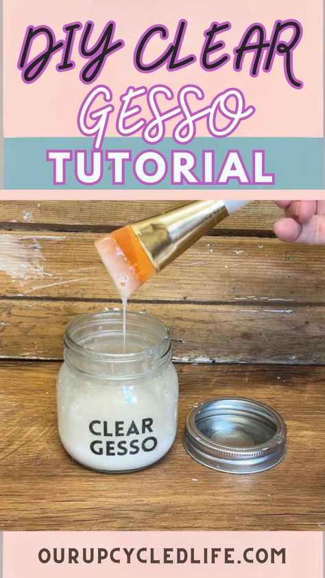 Looking for a budget-friendly alternative to store-bought clear gesso?   This video reveals a simple DIY recipe that lets you create your own batch in no time!  Perfect for artists and crafters of all levels, this clear gesso is ideal for priming canvases, prepping mixed media projects, and so much more.  #diycrafts #savemoneyoncrafts #artbasics Diy Gesso Recipe, Gesso Recipe, Diy Gesso, Homemade Gesso, Gesso Techniques, Paint Magic, Diy Ink, Clay Recipes, Diy Glue