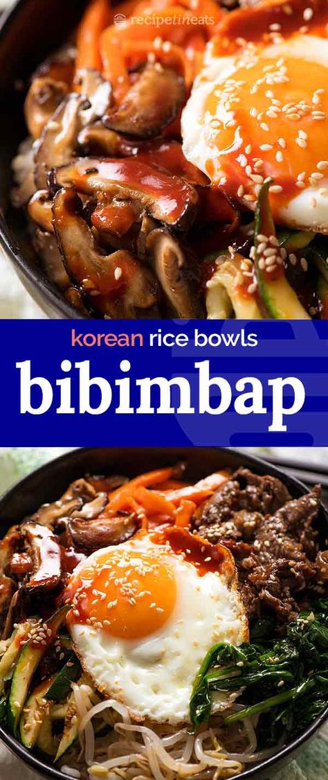 Pork Bibimbap Recipe, Bimibap Recipes, Ground Beef Bibimbap Recipe, Bimbimbop Bowl, Korean Bibimbap Recipe, Bim Bim Bap Recipe, Korean Beef Bibimbap, Bi Bim Bap, Bibimbap Sauce