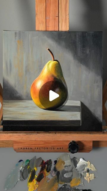 Pear Oil Painting, Lauren Pretorius, Pear Painting, Fruit Paintings, Linen Art, Painting On Linen, Vegetable Art, Pear Art, Apple Painting