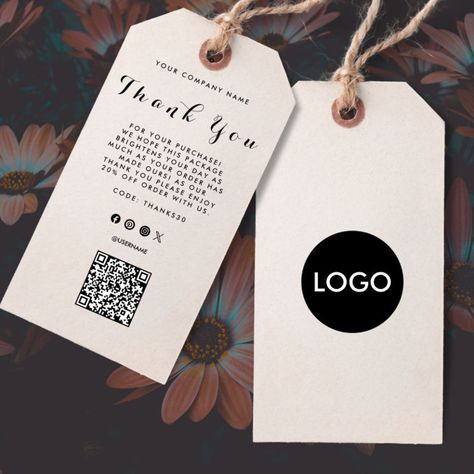 Clothing Tags Label Branding, Qr Code Label, Clothing Tag Ideas, Product Tag Design, Label Ideas, Thank You Letter, Tag Ideas, Label Tag, Corn Dogs