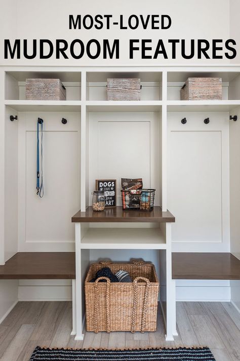 Designing a mudroom? Consider these most-loved mudroom design features. Mudroom Cubby Ideas, Mudroom Cubby, Mud Closet, Mudroom Designs, Drop Zones, Cubby Ideas, Mudroom Cubbies, Mudroom Cabinets, Mudroom Design