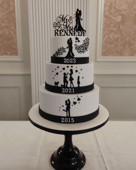 2 Nice 2 Slice - A beautiful 3 tier silhouette wedding... | Facebook Dates Cake, Silhouette Wedding Cake, Silhouette Wedding, Date Cake, Wedding Silhouette, Cake Decorating Videos, Anniversary Cake, Wedding Cake Designs, Here Comes The Bride