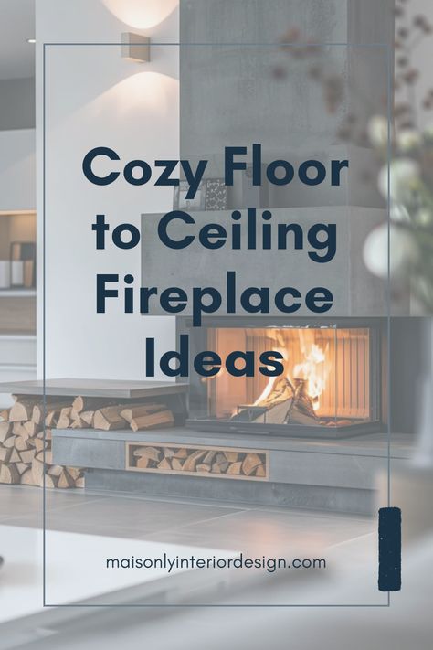 A stylish, cozy floor to ceiling fireplace that enhances modern living rooms with warmth and beautiful design. This pin showcases innovative fireplace ideas using chic decorations and unique styles. White Living Room Brick Fireplace, Marble Tile Fireplace Surround Floor To Ceiling, Modern Wood Burning Fireplace Ideas, Fireplace Peaked Ceiling, Tall Ceiling Fireplace Decor, Off Center Fireplace Cathedral Ceiling, Fireplace Finishing Ideas, Modern Traditional Fireplace Ideas, Low Ceiling Fireplace