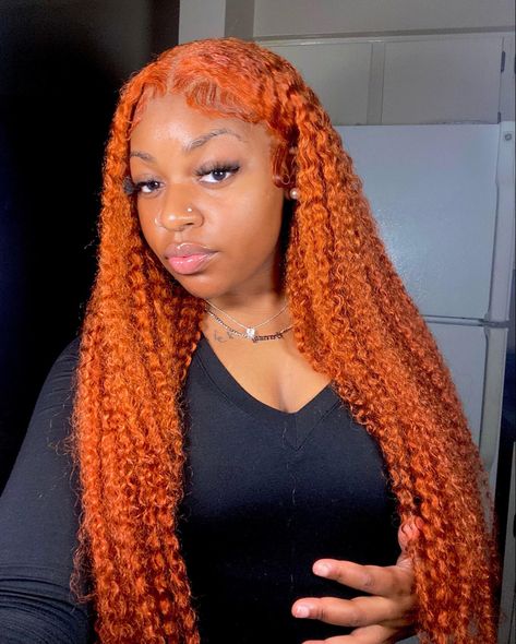 Ginger Wet And Wavy Weave, Orange Wet And Wavy Wig, Ginger Crimped Hair, Ginger Wet And Wavy Hair, Orange Curly Hair Black Women, Ginger Deep Wave Wig Black Women, Orange Deep Wave Wig, Colored Deep Wave Wig, Orange Wigs For Black Women