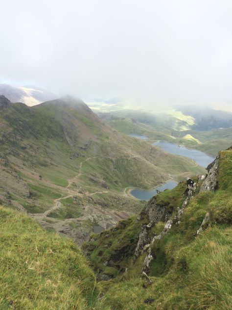 Views looking back down to Pyg/Miners track - Snowdon Summit, Snowdonia, Wales Mount Snowdon, Snowdonia Wales, Wales Uk, Snowdonia, Birds Eye View, Birds Eye, Pretty Places, Camping Trips, Looking Back