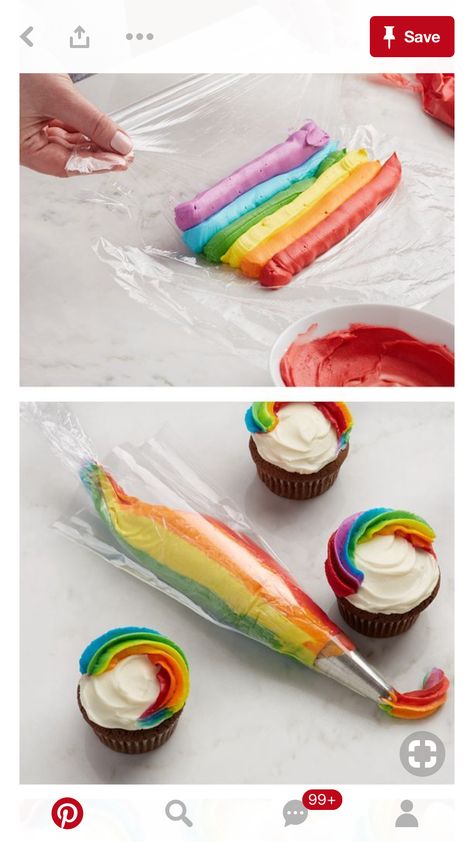 Cupcake Frosting Tips, Sweet 16 Cupcakes, Rainbow Frosting, Ideas Cupcakes, Cupcake Decorating Tips, Rainbow Cupcakes, Homemade Cake, Rainbow Food, Cake Wedding