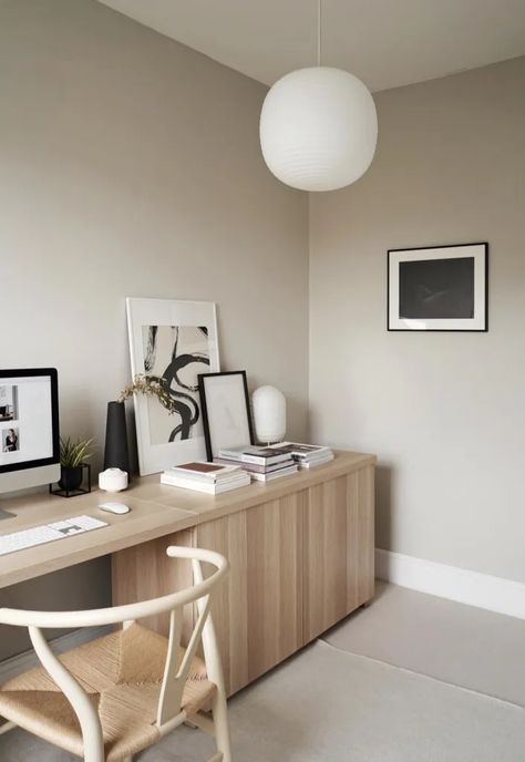 A home-office revamp with an IKEA desk hack | These Four Walls Office Apartment Ideas Small Spaces, Ikea Office Bedroom, Ikea Malm Office Ideas, Ikea Working Space, Wall To Wall Office Desk, Organic Modern Small Office, Office Room Storage Ideas, Ikea Office Setup, Ikea Office Desks