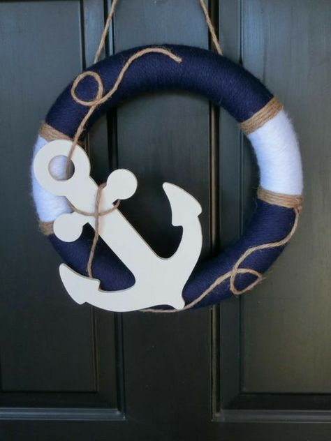 Nautical Wreaths, Nautical Wreath, Nautical Crafts, Summer Door Wreaths, Nautical Bathrooms, Nautical Baby Shower, Summer Wreaths, Nautical Home, Beach Crafts