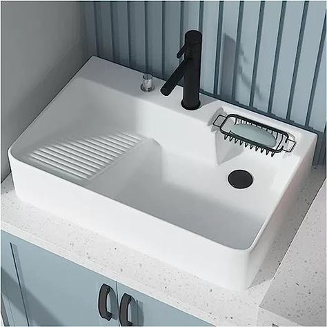 Small Utility Sink, Laundry Room Utility Sink, Utility Room Sinks, Counter Bathroom Sink, Above Counter Bathroom Sink, Counter Bathroom, Bowl Basin, Laundry Room Lighting, Ceramic Bathroom Sink