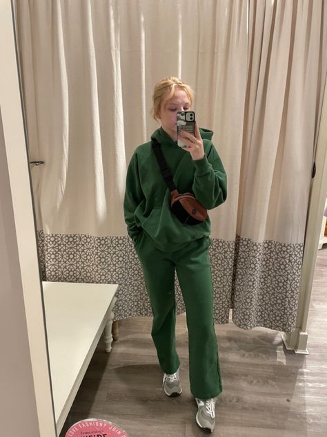 #fashion #aesthetic Green Sweatsuit Outfit, Green Sweatsuit, Sweatsuit Outfit, Fashion Aesthetic, Green