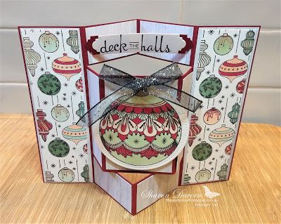 Cards Using Embossing Folders, Christmas Stampin Up Cards Ideas, Fun Folds Stampin Up Cards, Fun Fold Christmas Cards, Christmas Ornament Cards, Folded Christmas Cards, Card Types, Christmas Cards 2018, Christmas Gift Tags Diy