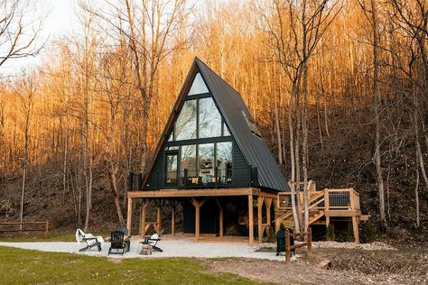 “The Pinnacle”, A Luxury A-frame Treehouse - Cabins for Rent in Logan, Ohio, United States - Airbnb A Frame Cabin Airbnb, A Frame Homes, Logan Ohio, Modern A Frame, Treehouse Cabins, Aqua Nails, A Frames, Hocking Hills, Frame Cabin