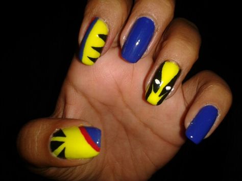 Love wolverine nail art X Men Nails Art, Deadpool And Wolverine Nail Art, Wolverine Nail Art, Deadpool Nail Art, Deadpool And Wolverine Nails, Cosplay Claws, Deadpool Nails, Wolverine Nails, Isabella Core