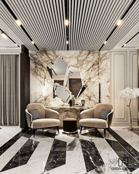 Enhance the allure of this Luxury reception by Nada Shehab with the captivating aesthetic of our Algerone Mirror. Its unique design adds depth and an elegant touch, making the space even more fascinating. 🖤 Discover this and other most wanted pieces at a lower price in our link bio. #interiordesigninspo #luxuryinteriors #receptionarea #luxurymirrors #mirrordecor #homedecorinspo #architecturelovers #interiordecor #interiors #decor #design #modernluxury #elegantdesign #lifestylebyluxxu #covet... Interior Reference, Marble Flooring Design, Lobby Interior Design, Contemporary Living Room Design, Flooring Design, Lobby Interior, Marble Flooring, Marble Inlay, Salou