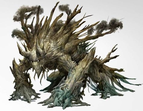 Creature Concept Cryptic Art, Plant Creatures, Kekai Kotaki, Tree Monster, Plant Monster, Comic Design, Beast Creature, Guild Wars 2, Guild Wars