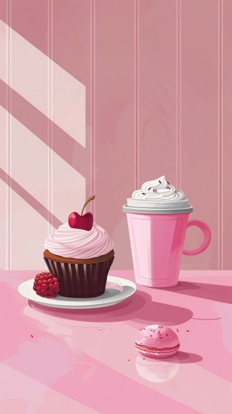 Latte Wallpaper, Coffee Cupcake, Animated Food, Food Wallpapers, Kawaii Wallpapers, Animated Photos, Owl Wallpaper, Food Wallpaper, Mood Wallpaper