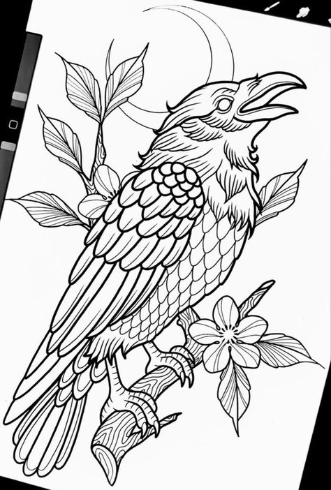 Crow Tattoo Design, Abstract Tattoo Ideas, Wrist Tattoo Designs, American Traditional Tattoo Ideas, Traditional Tattoo Ideas, Traditional Tattoo Sleeve, Wicked Tattoos, Crow Tattoo, Up Tattoo